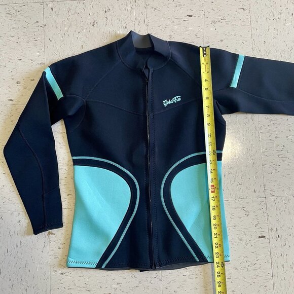 GoldFin Wetsuit Jacket Women Long Sleeve Front Zip X-Large Black Blue - Picture 3 of 8
